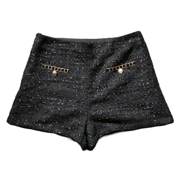 SHEIN Pants - Houndstooth gold embellished shorts. 12